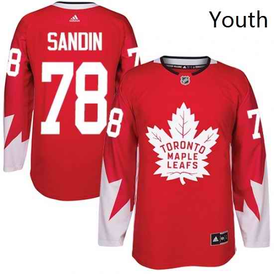 Youth Adidas Toronto Maple Leafs 78 Rasmus Sandin Authentic Red Alternate NHL Jersey
